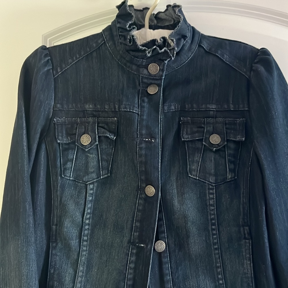 INC Denim Ruffle Jacket - Picture 2 of 5